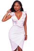Sexy White Ruffle V Neck Detail Midi Dress